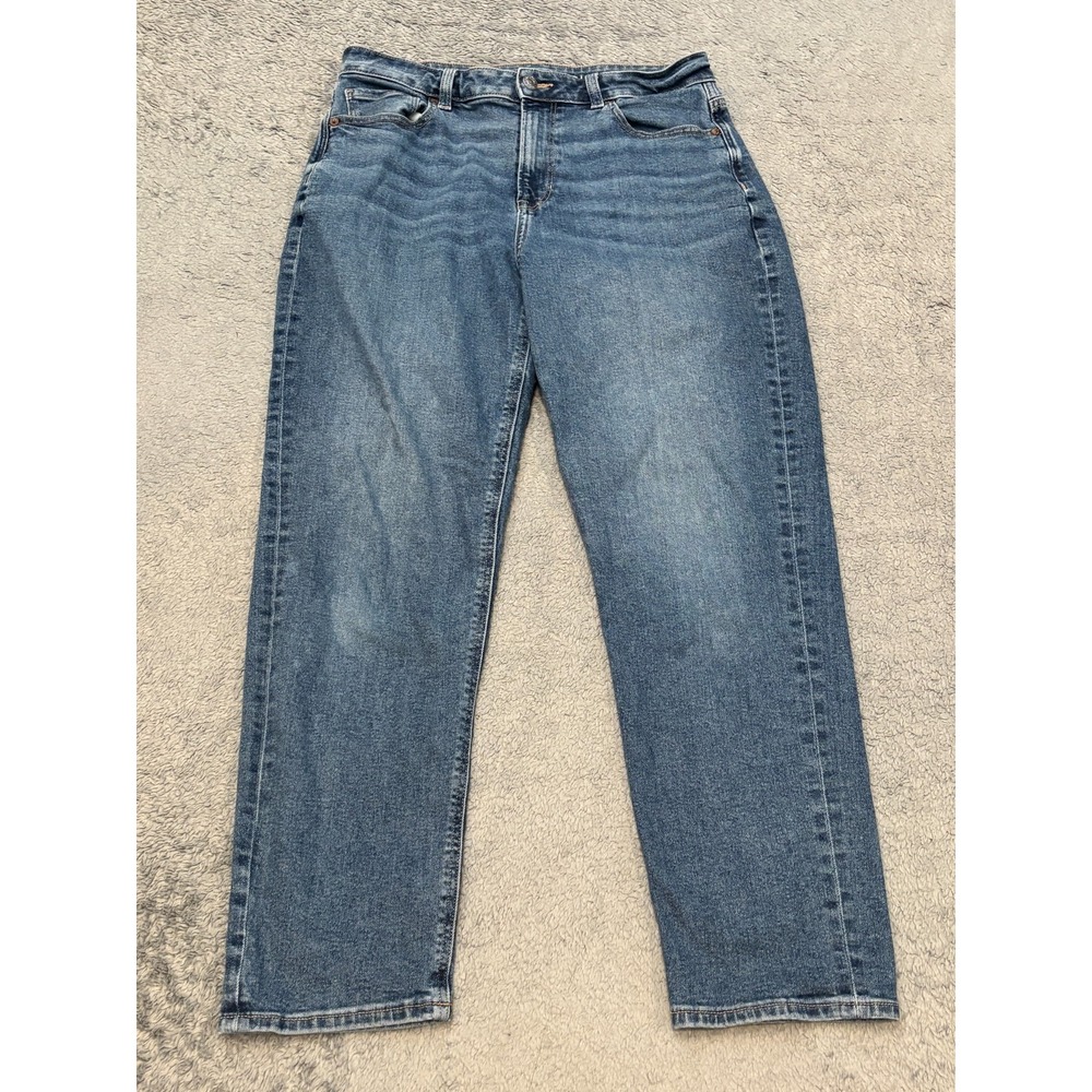 American Eagle Womens 8R Mom Jean High Waisted Tapered Leg Blue Denim Stretch